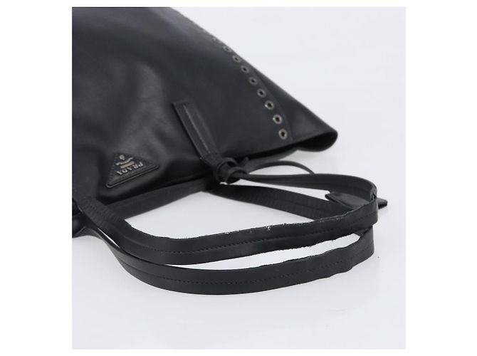 Borsa Tote PRADA in pelle nera argento Auth 199907 Nero - vista 7