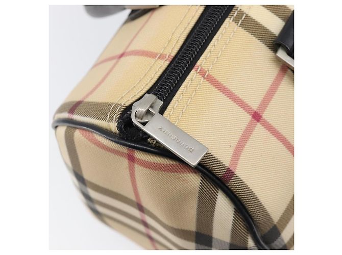 Borsa a mano BURBERRY Nova Check PVC Leather Beige Silver Auth BA15411 Argento - vista 10
