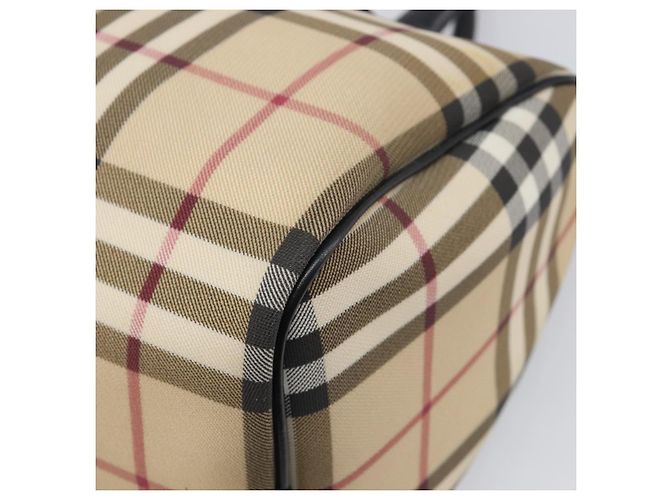 Borsa a mano BURBERRY Nova Check PVC Leather Beige Silver Auth BA15411 Argento - vista 15