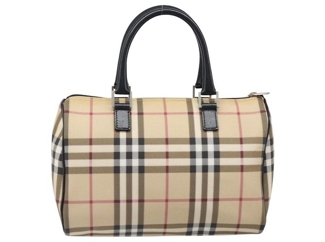 Borsa a mano BURBERRY Nova Check PVC Leather Beige Silver Auth BA15411 Argento - vista 2