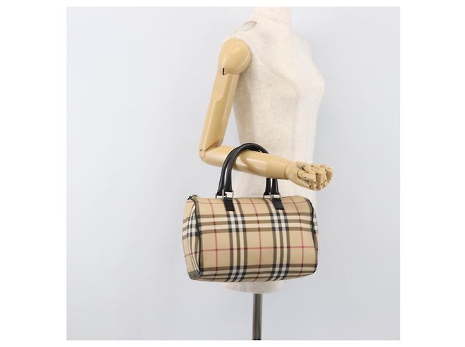 Borsa a mano BURBERRY Nova Check PVC Leather Beige Silver Auth BA15411 Argento - vista 21