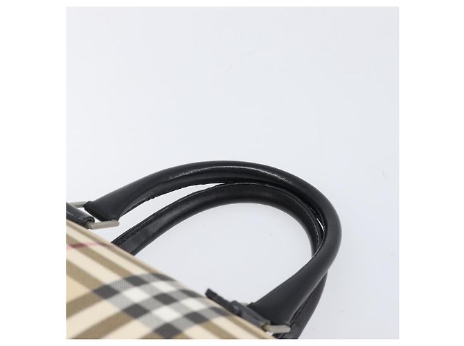 Borsa a mano BURBERRY Nova Check PVC Leather Beige Silver Auth BA15411 Argento - vista 8