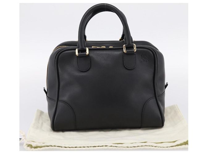 LOEWE Amazona 75 Handtasche Leder 2way Schwarz Gold Auth 202305V Golden - Ansicht 12