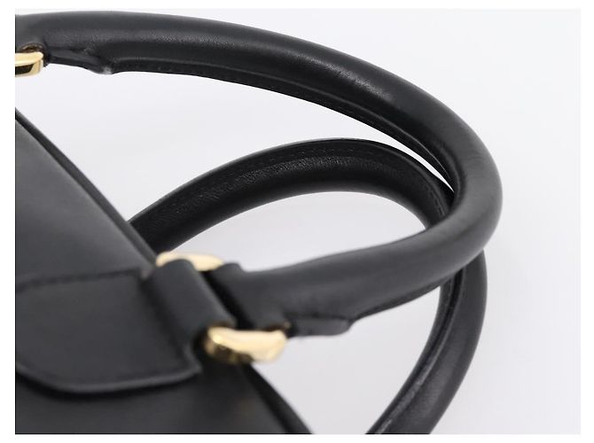 LOEWE Amazona 75 Handtasche Leder 2way Schwarz Gold Auth 202305V Golden - Ansicht 14
