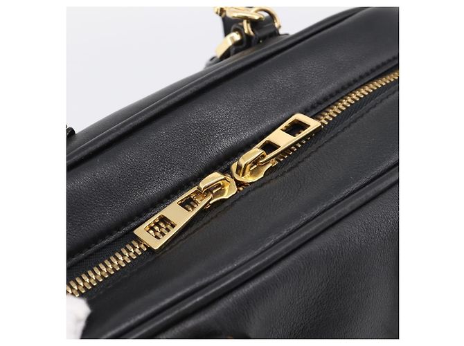 LOEWE Amazona 75 Handtasche Leder 2way Schwarz Gold Auth 202305V Golden - Ansicht 19