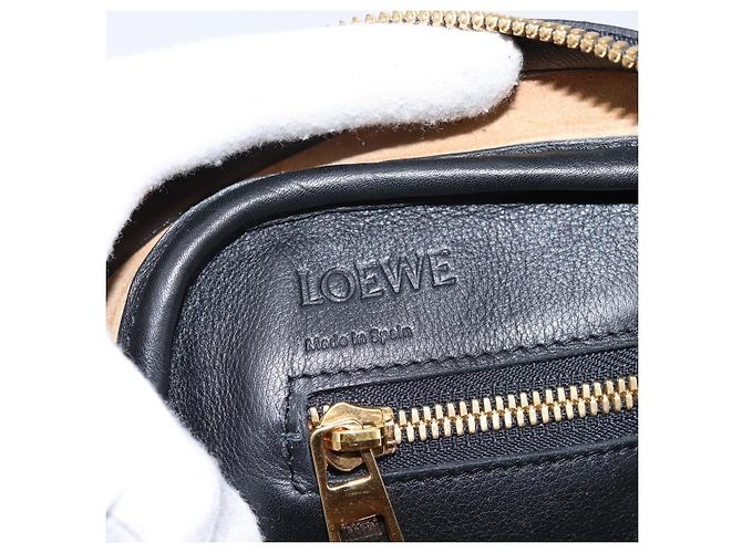 LOEWE Amazona 75 Handtasche Leder 2way Schwarz Gold Auth 202305V Golden - Ansicht 20