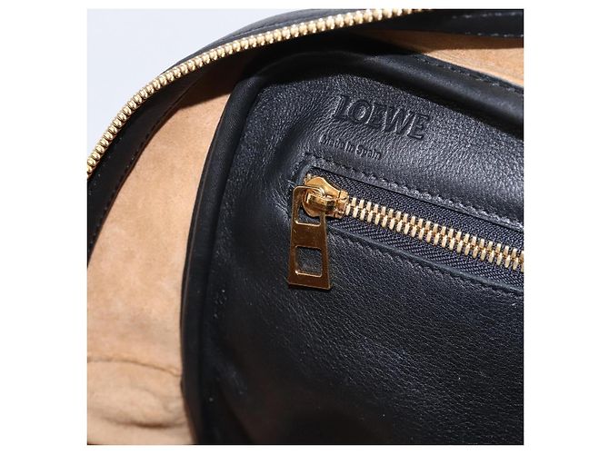 LOEWE Amazona 75 Handtasche Leder 2way Schwarz Gold Auth 202305V Golden - Ansicht 23