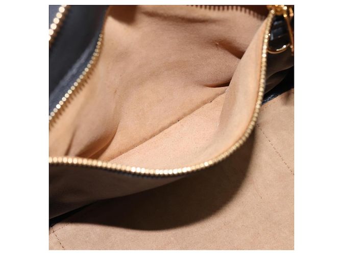 LOEWE Amazona 75 Handtasche Leder 2way Schwarz Gold Auth 202305V Golden - Ansicht 24