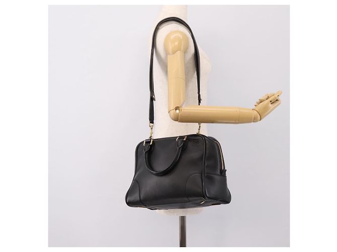 LOEWE Amazona 75 Handtasche Leder 2way Schwarz Gold Auth 202305V Golden - Ansicht 25