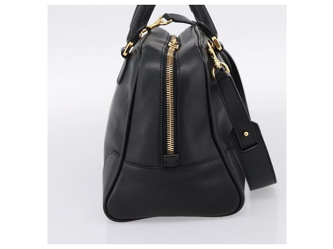 LOEWE Amazona 75 Handtasche Leder 2way Schwarz Gold Auth 202305V Golden - Ansicht 3