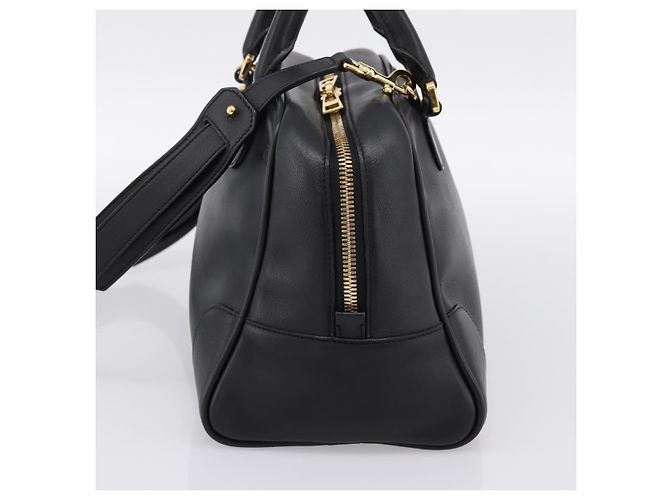 LOEWE Amazona 75 Handtasche Leder 2way Schwarz Gold Auth 202305V Golden - Ansicht 4
