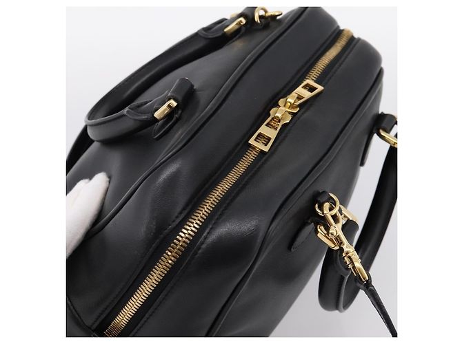 LOEWE Amazona 75 Handtasche Leder 2way Schwarz Gold Auth 202305V Golden - Ansicht 6