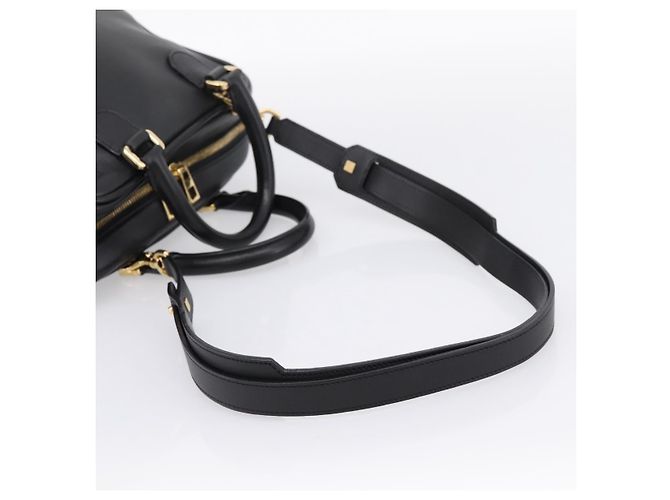LOEWE Amazona 75 Handtasche Leder 2way Schwarz Gold Auth 202305V Golden - Ansicht 8