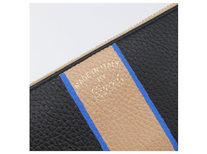 Portafoglio lungo GUCCI in pelle nero e oro 368232 Auth 199849A D'oro - vista 17