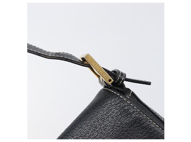 Borsa a tracolla FENDI Mamma Baguette in pelle nera e oro Auth yk20713M - vista 19
