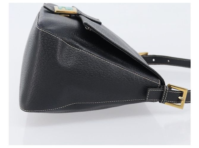 Borsa a tracolla FENDI Mamma Baguette in pelle nera e oro Auth yk20713M - vista 3