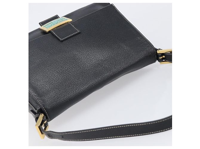 Borsa a tracolla FENDI Mamma Baguette in pelle nera e oro Auth yk20713M - vista 6