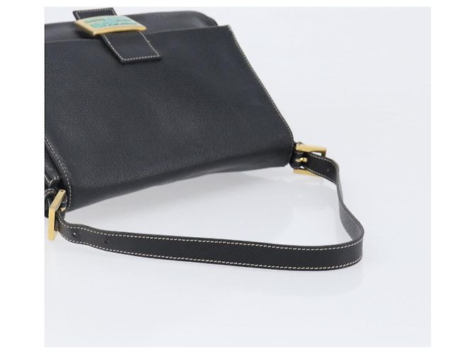 Borsa a tracolla FENDI Mamma Baguette in pelle nera e oro Auth yk20713M - vista 7