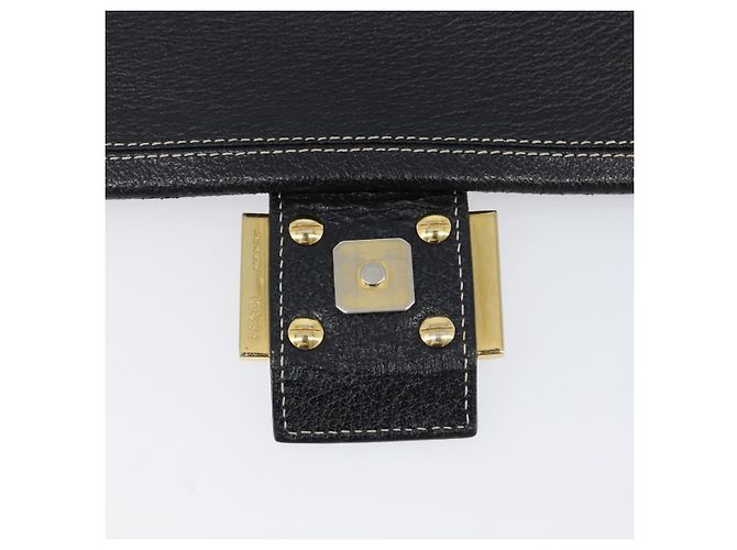 Borsa a tracolla FENDI Mamma Baguette in pelle nera e oro Auth yk20713M - vista 8