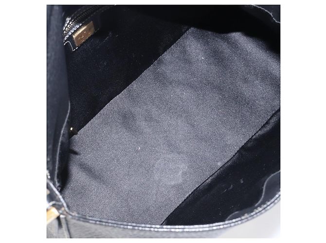 Borsa a tracolla FENDI Mamma Baguette in pelle nera e oro Auth yk20713M - vista 9