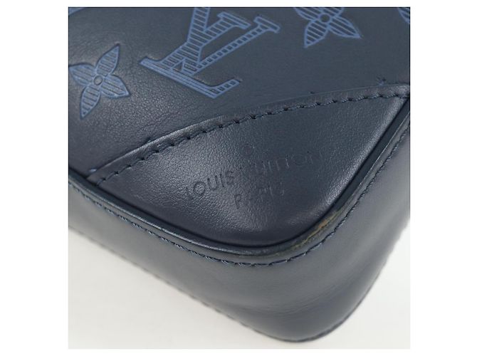 Borsa LOUIS VUITTON Monogram Shadow Danube PM Nera M43681 LV Auth 197487V Blu navy - vista 16