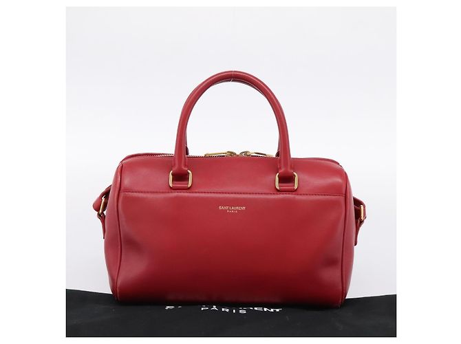 Borsa a mano SAINT LAURENT Baby Duffel in pelle 2way rossa oro Auth 199452V Rosso D'oro - vista 12