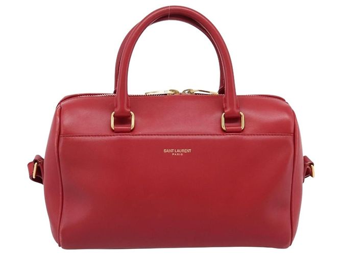 Borsa a mano SAINT LAURENT Baby Duffel in pelle 2way rossa oro Auth 199452V Rosso D'oro - vista 13