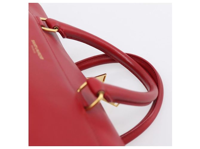 Borsa a mano SAINT LAURENT Baby Duffel in pelle 2way rossa oro Auth 199452V Rosso D'oro - vista 14