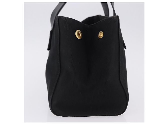 Borsa a mano Miu Miu Canvas Black Gold Tone Auth 202181A Nero - vista 4