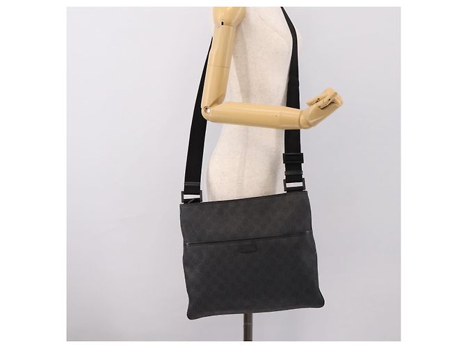 Borsa a tracolla GUCCI GG Supreme PVC Nero Argento 162904 Auth 202229A - vista 23