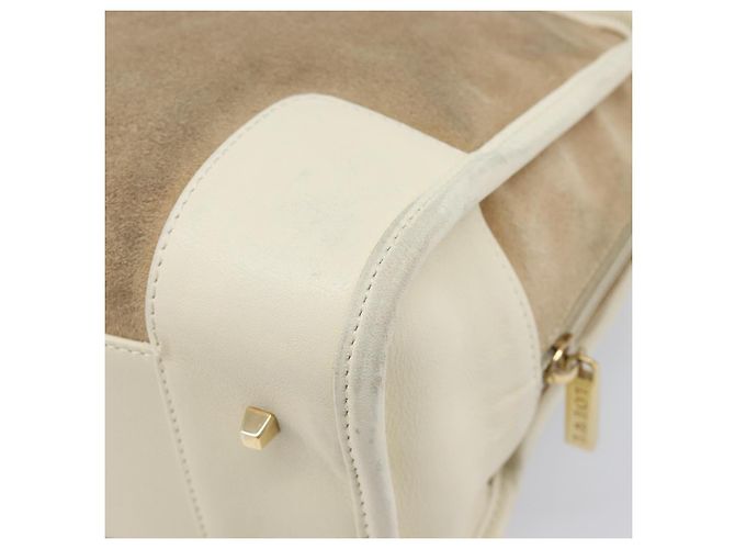 Borsa a mano LOEWE Amazonas in camoscio beige tono oro Auth 199514A - vista 15