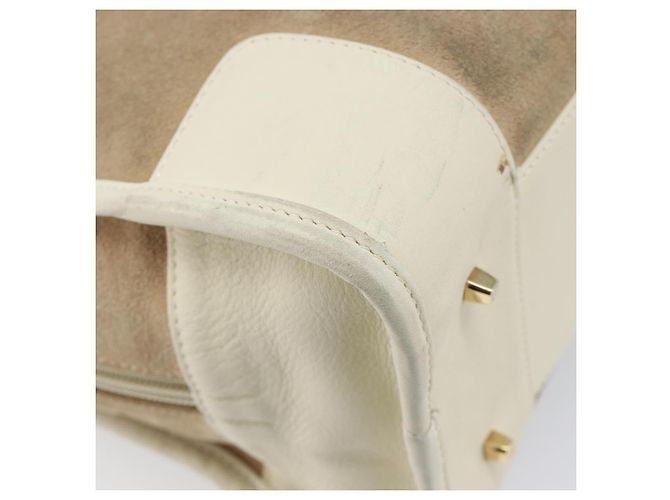 Borsa a mano LOEWE Amazonas in camoscio beige tono oro Auth 199514A - vista 16