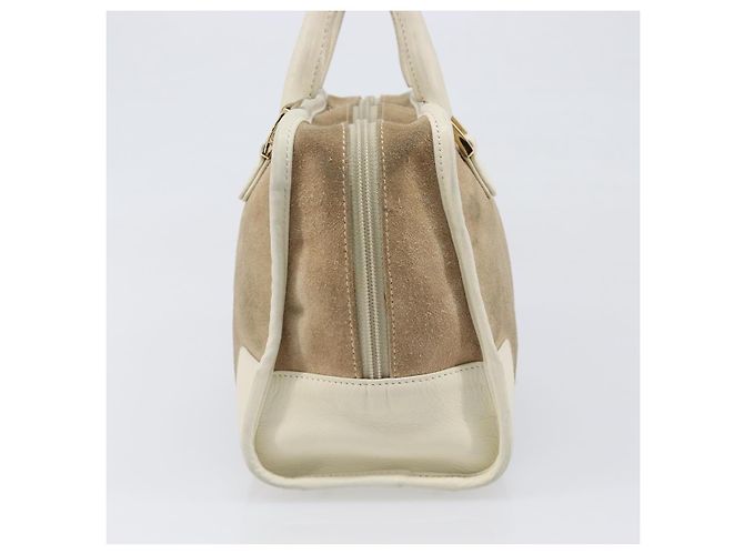 Borsa a mano LOEWE Amazonas in camoscio beige tono oro Auth 199514A - vista 3