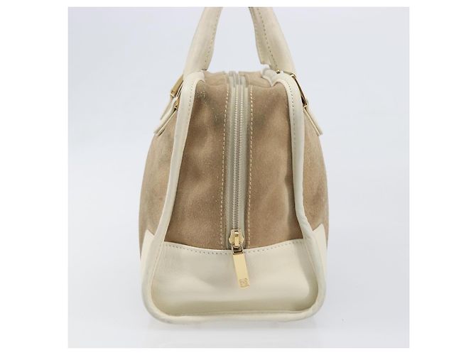 Borsa a mano LOEWE Amazonas in camoscio beige tono oro Auth 199514A - vista 4