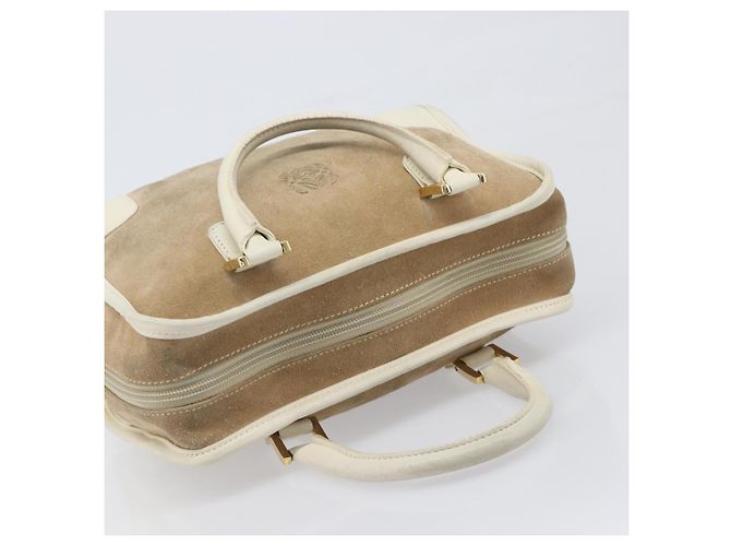 Borsa a mano LOEWE Amazonas in camoscio beige tono oro Auth 199514A - vista 6