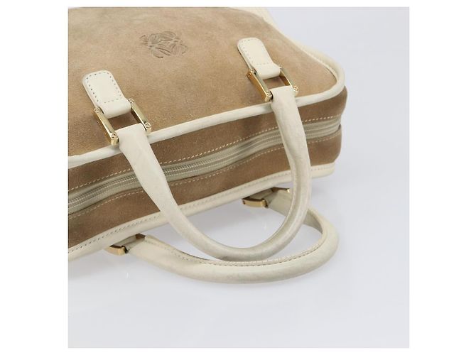 Borsa a mano LOEWE Amazonas in camoscio beige tono oro Auth 199514A - vista 7