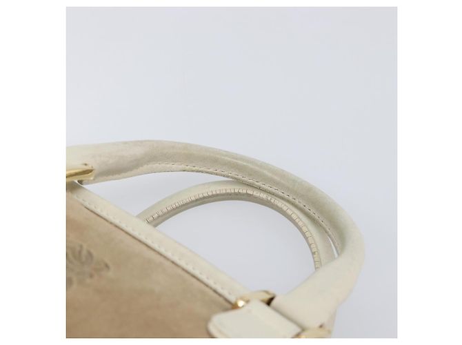 Borsa a mano LOEWE Amazonas in camoscio beige tono oro Auth 199514A - vista 8