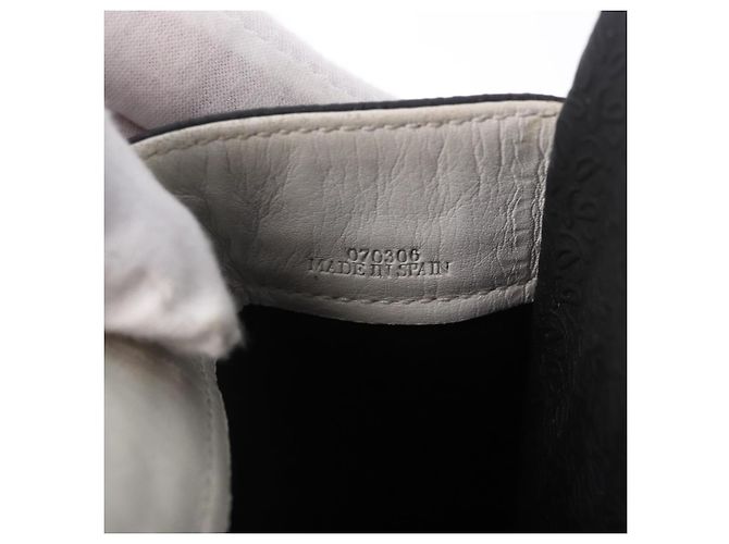 Sac à épaule LOEWE Anagram en cuir noir argent Auth ka5962 Argenté - vue 12