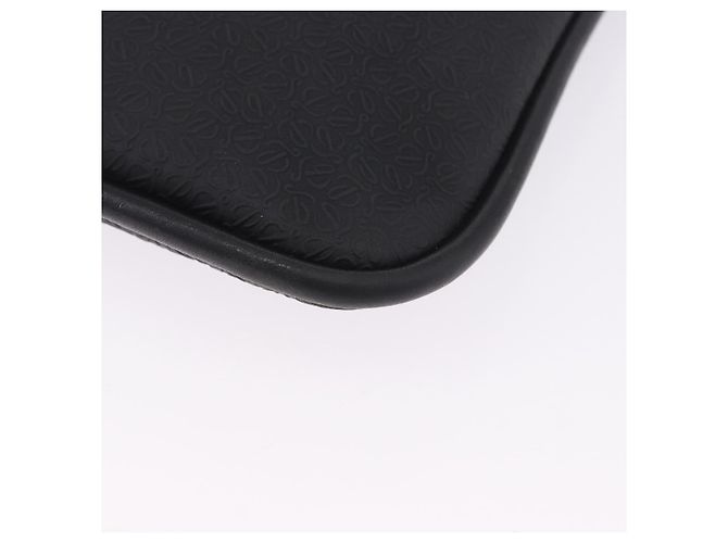 Sac à épaule LOEWE Anagram en cuir noir argent Auth ka5962 Argenté - vue 15