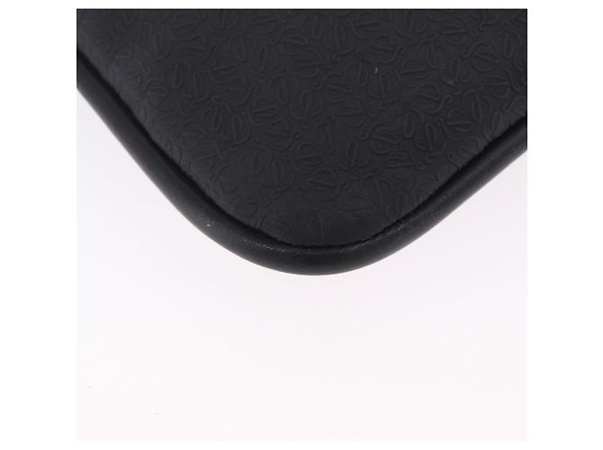 Sac à épaule LOEWE Anagram en cuir noir argent Auth ka5962 Argenté - vue 16