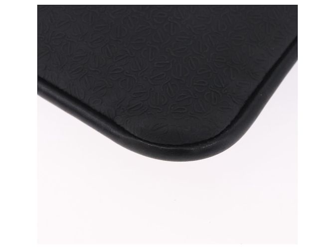 Sac à épaule LOEWE Anagram en cuir noir argent Auth ka5962 Argenté - vue 17