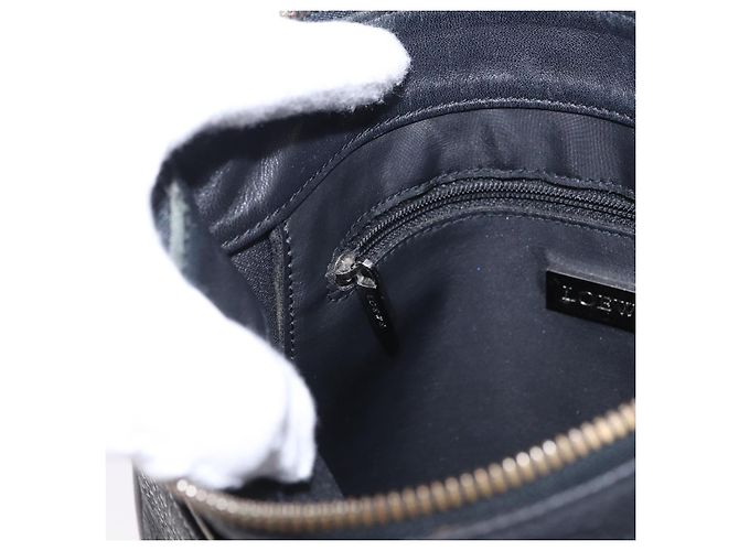 Sac à épaule LOEWE Anagram en cuir noir argent Auth ka5962 Argenté - vue 21