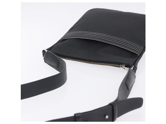 Sac à épaule LOEWE Anagram en cuir noir argent Auth ka5962 Argenté - vue 6