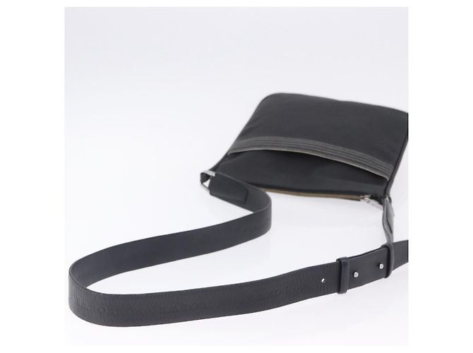 Sac à épaule LOEWE Anagram en cuir noir argent Auth ka5962 Argenté - vue 7