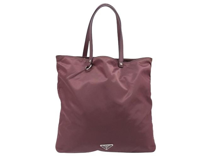 Borsa Tote PRADA Nylon Rossa Argento Auth hk4020 Rosso - vista 2
