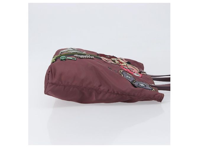 Borsa Tote PRADA Nylon Rossa Argento Auth hk4020 Rosso - vista 3