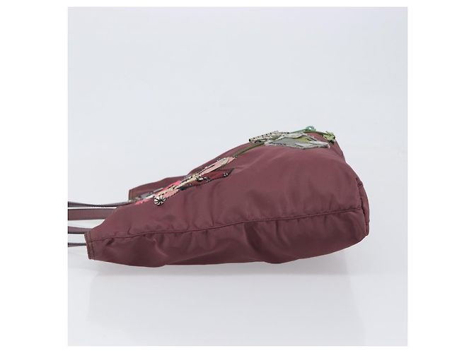 Borsa Tote PRADA Nylon Rossa Argento Auth hk4020 Rosso - vista 4