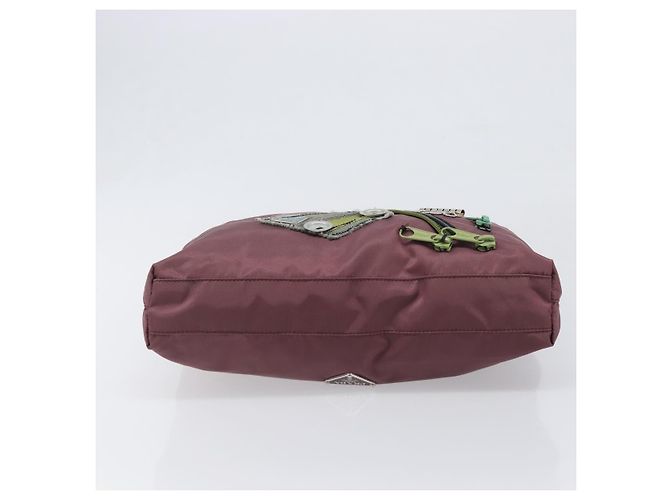 Borsa Tote PRADA Nylon Rossa Argento Auth hk4020 Rosso - vista 5