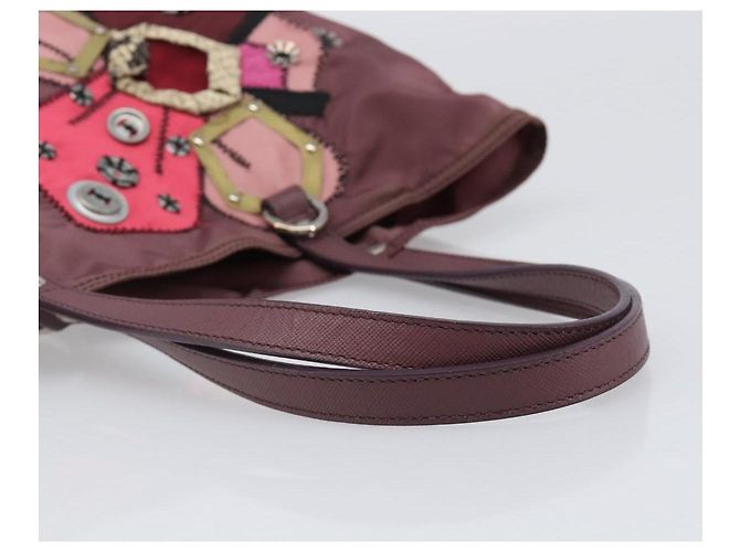Borsa Tote PRADA Nylon Rossa Argento Auth hk4020 Rosso - vista 7