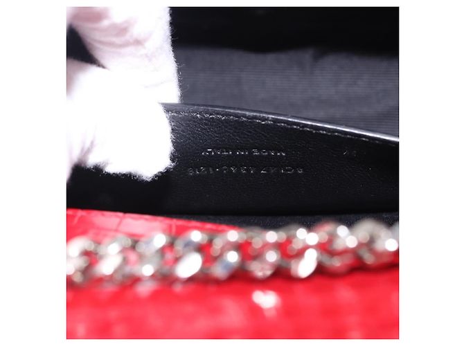 Borsa a tracolla Chain Kate SAINT LAURENT in pelle rossa argento Auth 202203V Rosso - vista 11